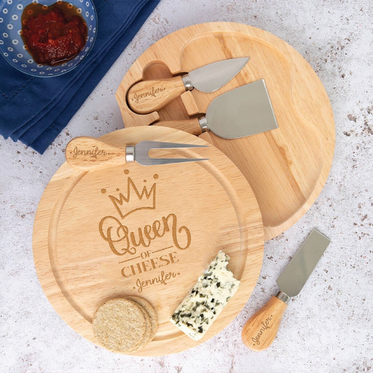 Made of Cheese Personalised Wooden Engraved Cheese Board Set